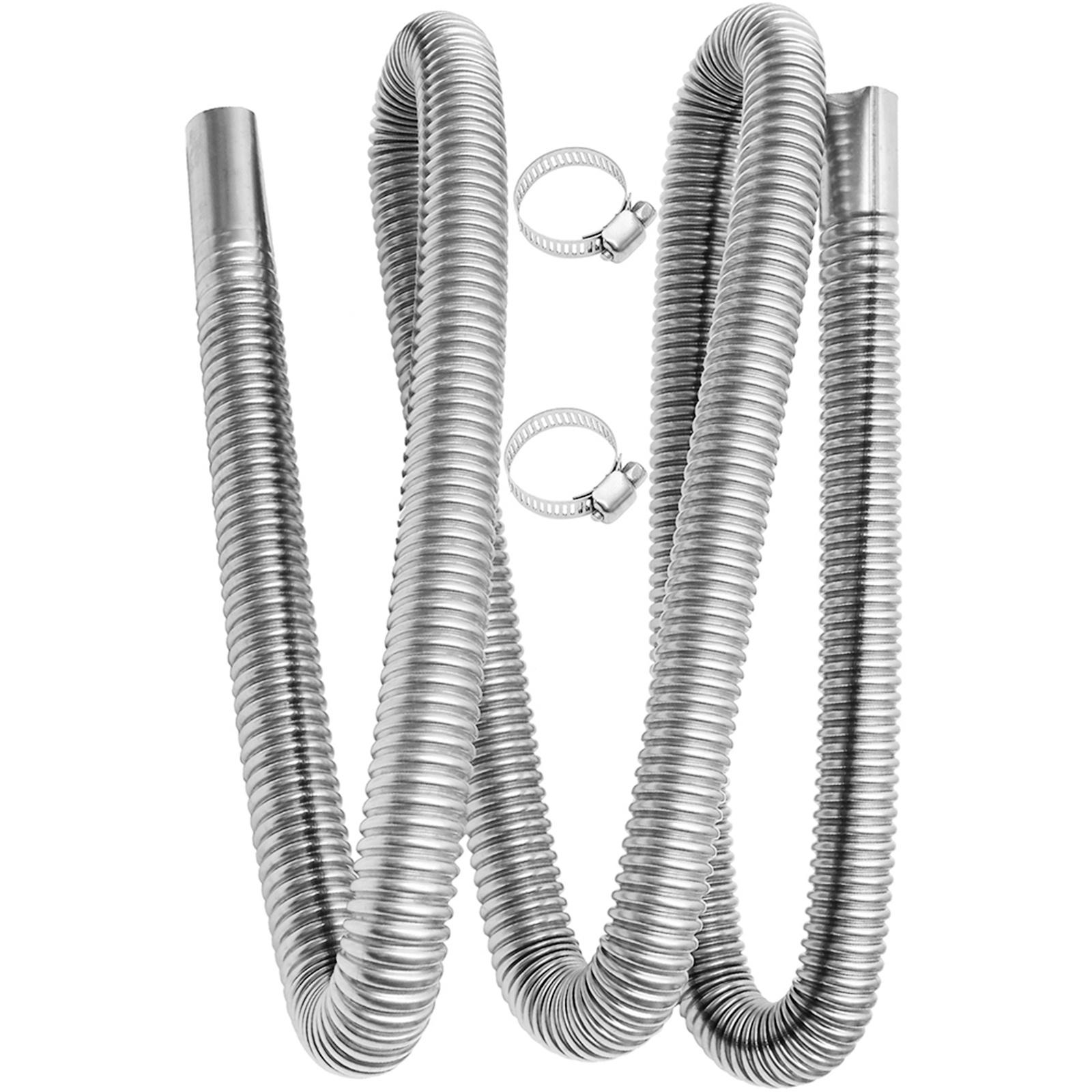 

1pc Stainless Steel Diesel Heater Exhaust Pipe, Flexible Tail Car Air Heater Hose With 2 Clamps, Vent For Gas