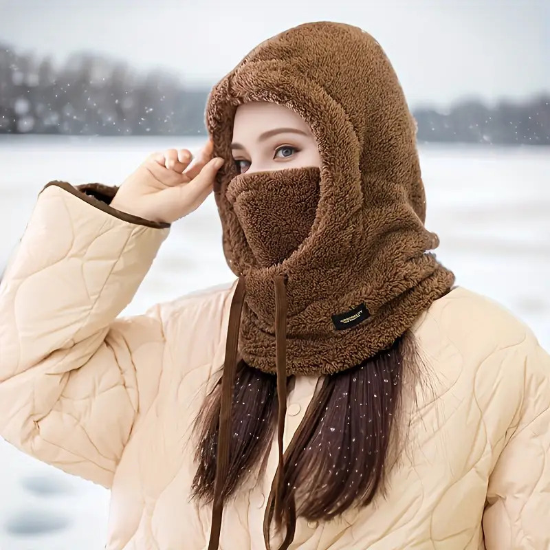 Women'S Winter Fleece Hooded Scarf - Windproof, Ear Protection, Thick And Warm, Suitable for Outdoor Travel/Sports/Shopping/Socializing, Christmas Gift, Winter Essential[3 Colors Available]