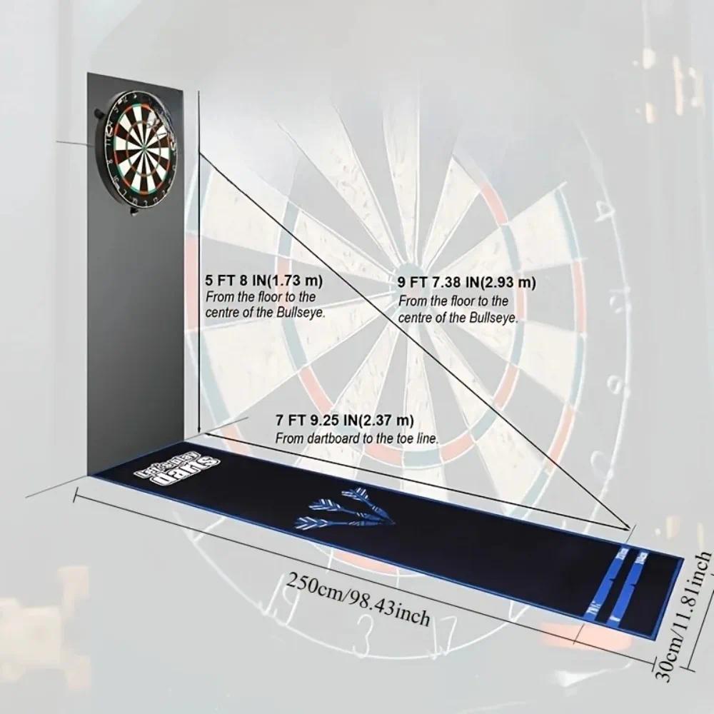 Image of Dart Game Protective Floor Mat 250 X 30cm, Non-slip Throw Line Carpet With Measurement , For Room, Bar, Club And Tournament Dart Training