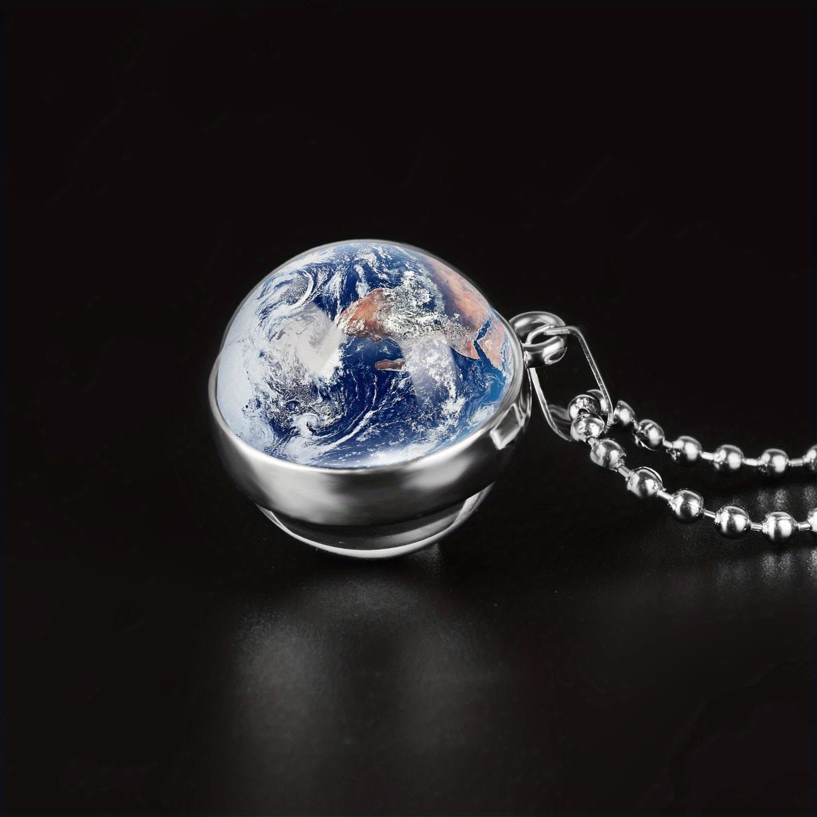 Double-Sided Galaxy Star Cabochon Glass Pendant Necklace