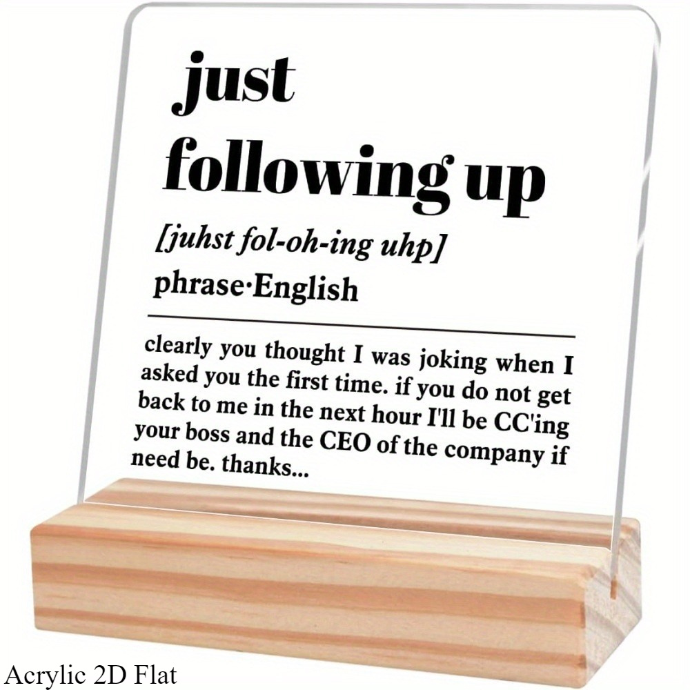 Sarcastic Office Desk Plaque – Humorous Coworker Gift, Acrylic & Burnt Wood Base, 10 X 10 Cm