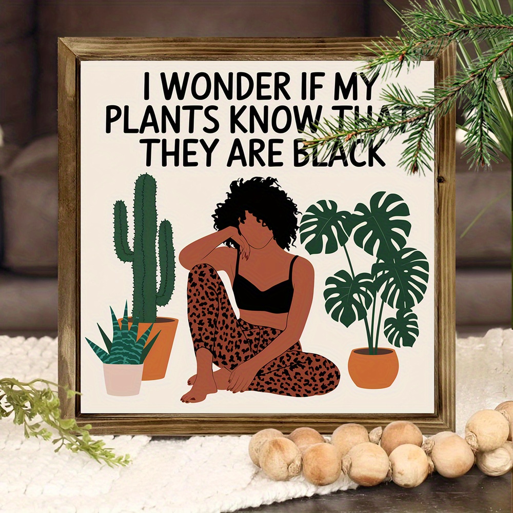 TEMU 1pc "" & Succulent Wood Framed Sign - Handcrafted Rustic Botanical Wall Art With Succulent Text, 8x8 Inch Horizontal Wood Frame, Perfect Gift,