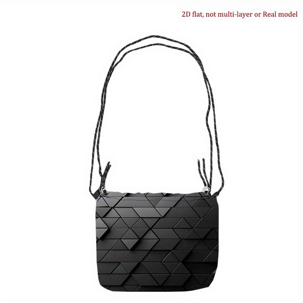 TEMU [Impresión 2D] 1 ud. Bolso bandolera con cordón y diseño de negro, uso diario para mujer, , elegante, , pequeño, para teléfono, regalo para