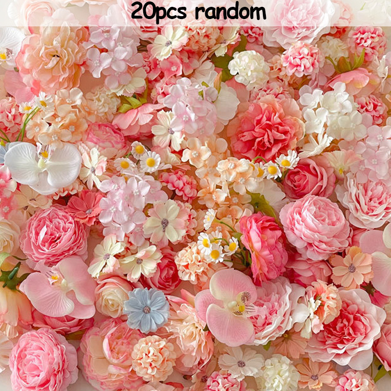 Image of 20pcs Elegant Random Color Artificial Flower Kit, Perfect For Handmade Wreaths, Hair Additions And Other Crafts