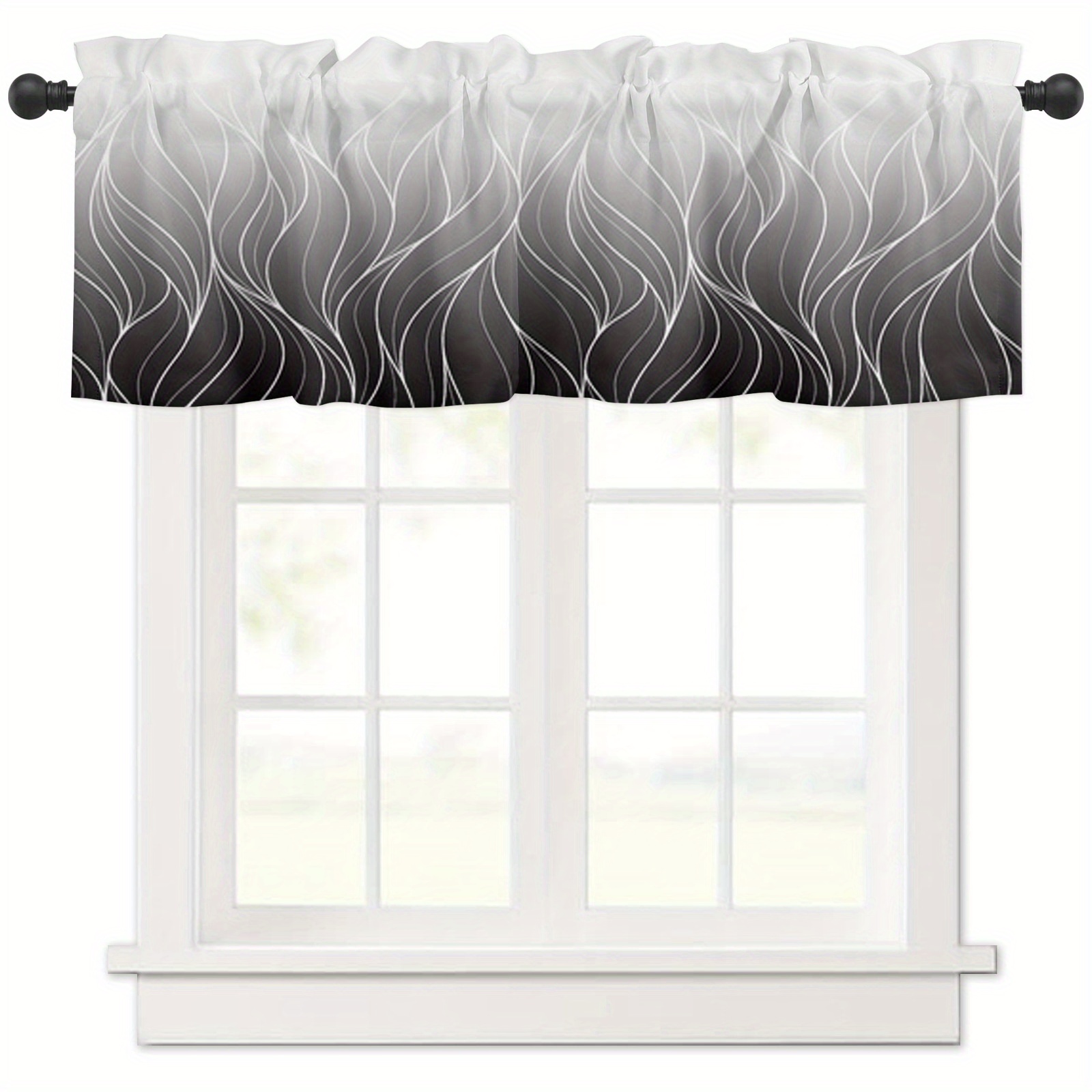TEMU 1pc Window Valances Kitchen Window Curtains Rod Pocket Privacy Decorative Curtain Home Decor For Living Room Bedroom And Kitchen Windows