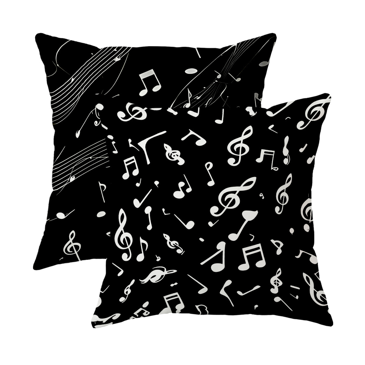 TEMU 2pcs, Pillowcase / Cushion Cover, Black And White Musical Note Print Decorative Throw Pillow Cover, Home Decor Pillowcase, Lumbar Cushion Cover,