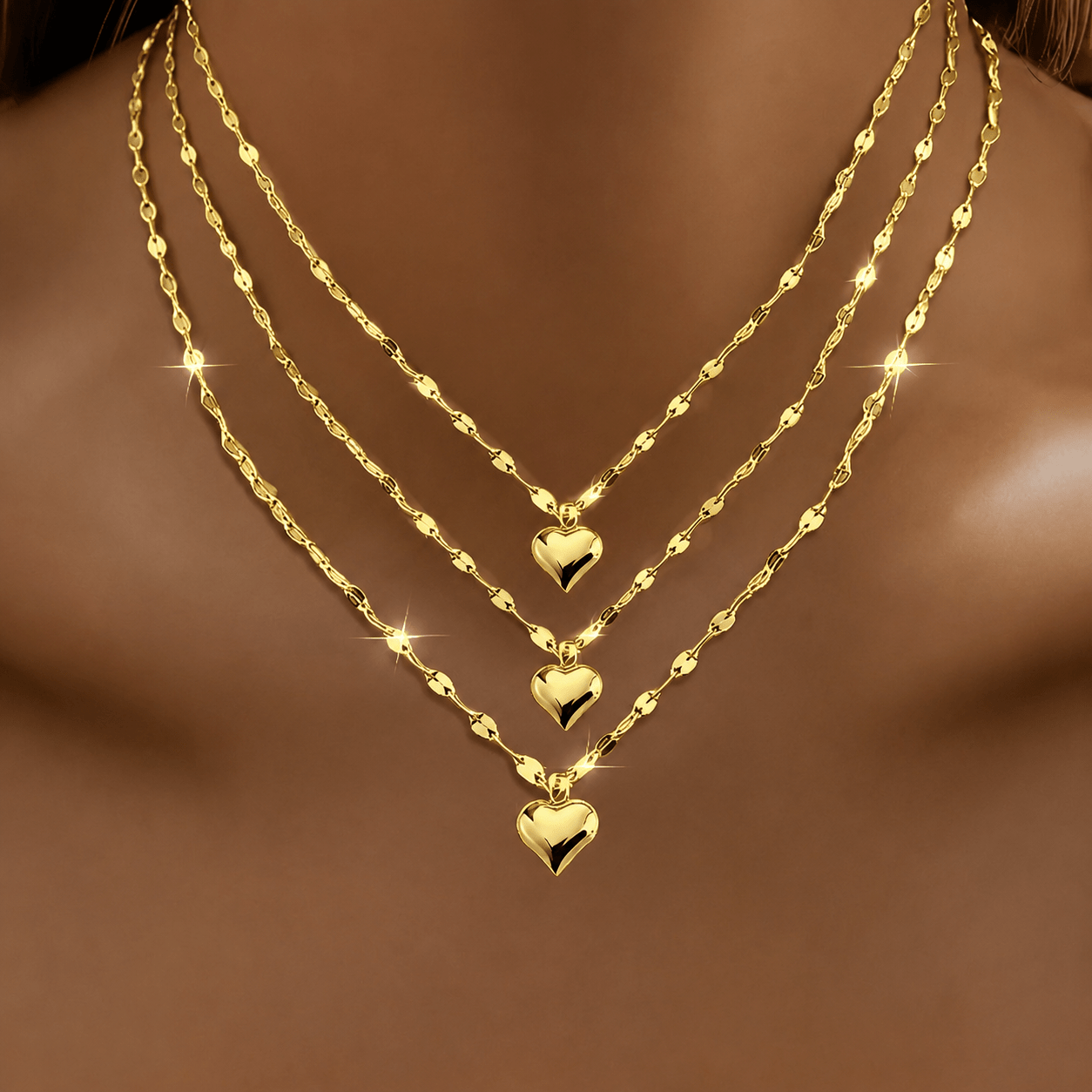 TEMU Ensemble de collier cœur à lèvres en acier inoxydable de haute qualité, hypoallergénique et élégant, 3 pièces, accessoire de fête, cadeau toutes