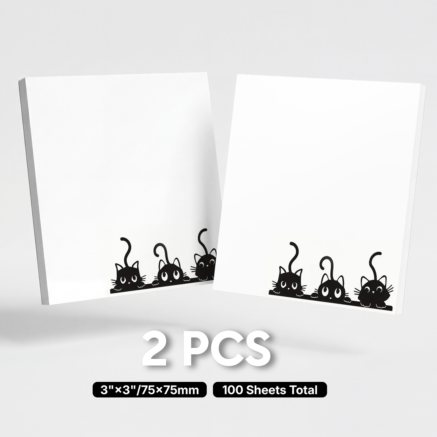 TEMU Lot de 2 -notes autocollants mignons Kawaii pour agenda, journal, liste de tâches - -notes adhésifs amovibles avec bloc-notes esthétique chat