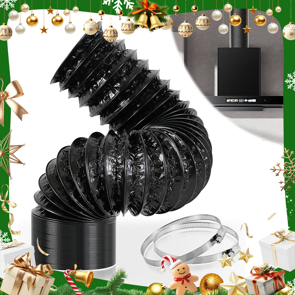 Image of 10 Rolls Of 250cm Black Extendable Air Vent Tube Made Of 4" Pvc Composite Aluminum Foil Duct Hose For