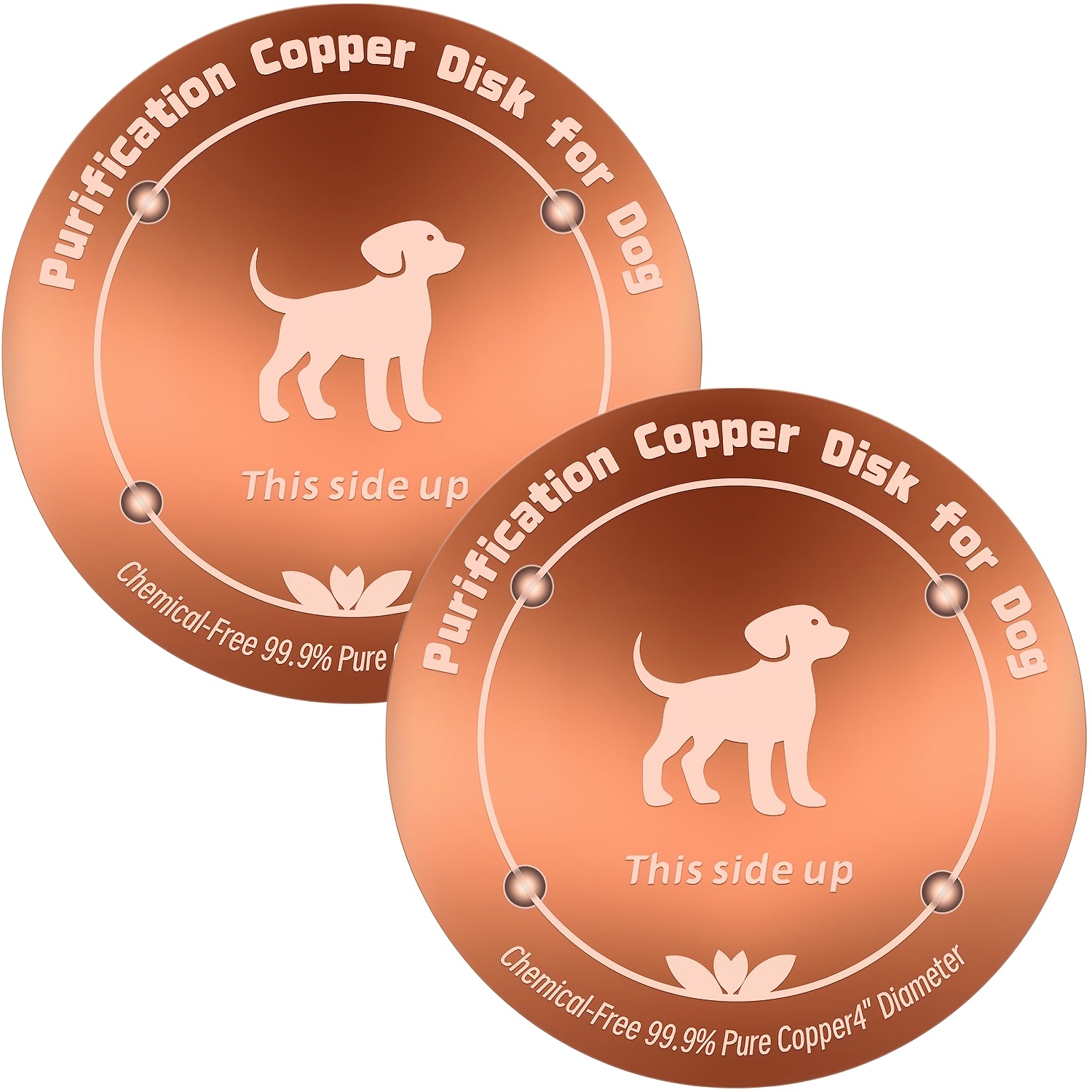 TEMU 2-pack 4-inch 99.9% Pure Copper Purification Discs For Cats, Chemical-free Cat Water Bowl Filter, Natural Copper Pad, Suitable For Pet Water