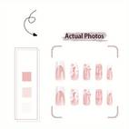24 press on nails elegant pink french style bow and floral designs coffin shape and lightweight 4pcs nail tool set ideal for weddings and parties you irresistibly