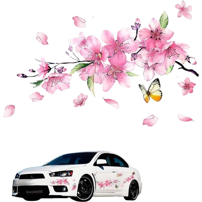 TEMU Romantic Sakura Car Stickers, Creative Car Stickers, Comic Car Stickers, Car Stickers, Scratch Stickers, Car Window Stickers, Motorcycle