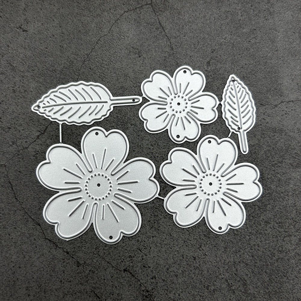 TEMU Spring 1pc Hollow Flower Cutting Die For Card Making, Floral Leaf Die-cut Flower Embossing Template For Scrapbooking Diy Photo Albums Crafts