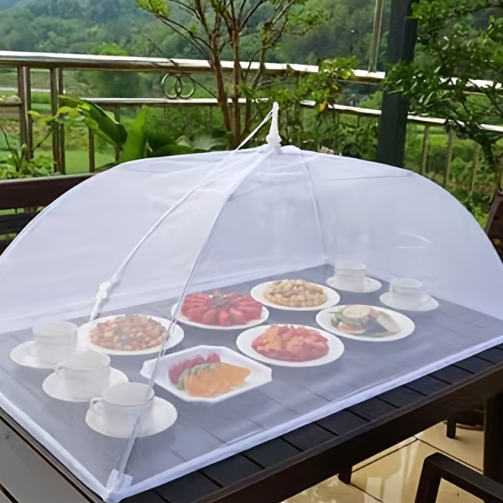 

1pc Large Pop-up Mesh Food Cover, Extra Netting, Rectangular Foldable Dustproof Insect , Washable Picnic Food Protector