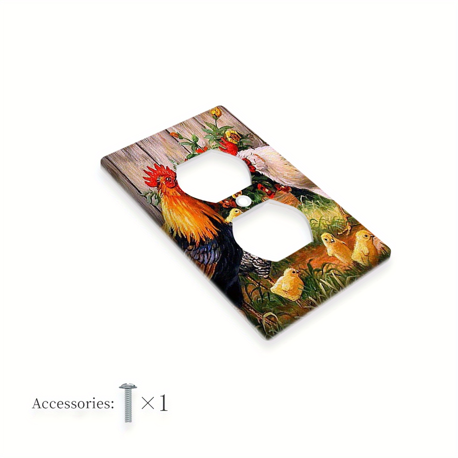 TEMU 1pc Plaque de Commutation 1 Gang/2 Gang Cuisine Ferme Coq | Plaque Murale Décorative pour Intérieur Extérieur Chambre Cuisine Maison Décoration