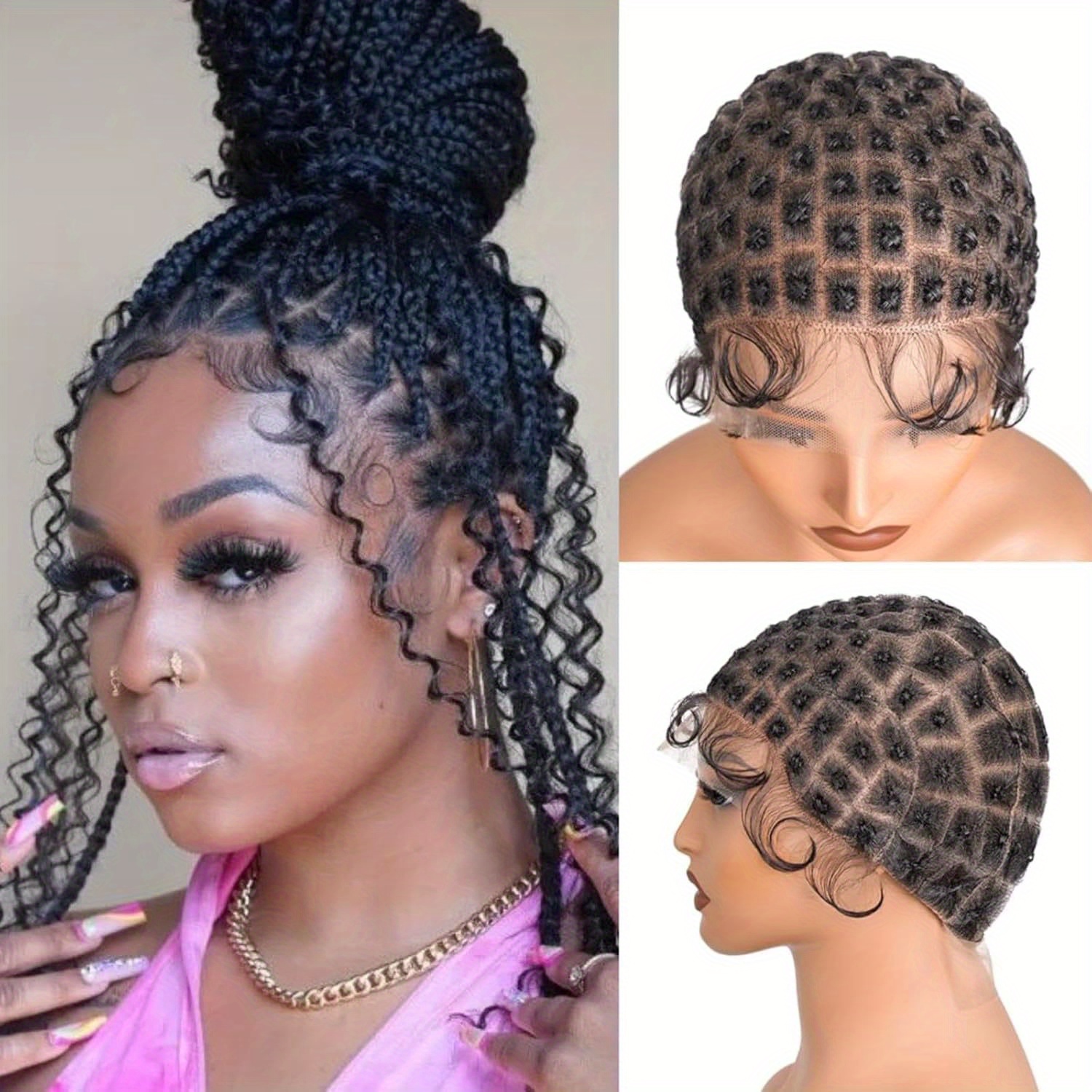 braided wig cap hair crochet wig cap crochet braids hair - Temu display picture 2