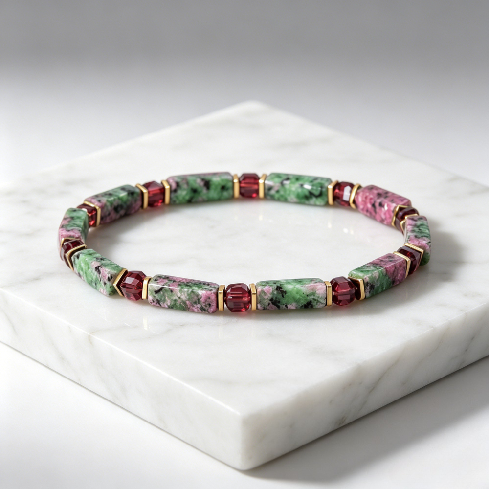 TEMU Bracelet de perles élastiques en Unakite naturel, pour et , unisexe