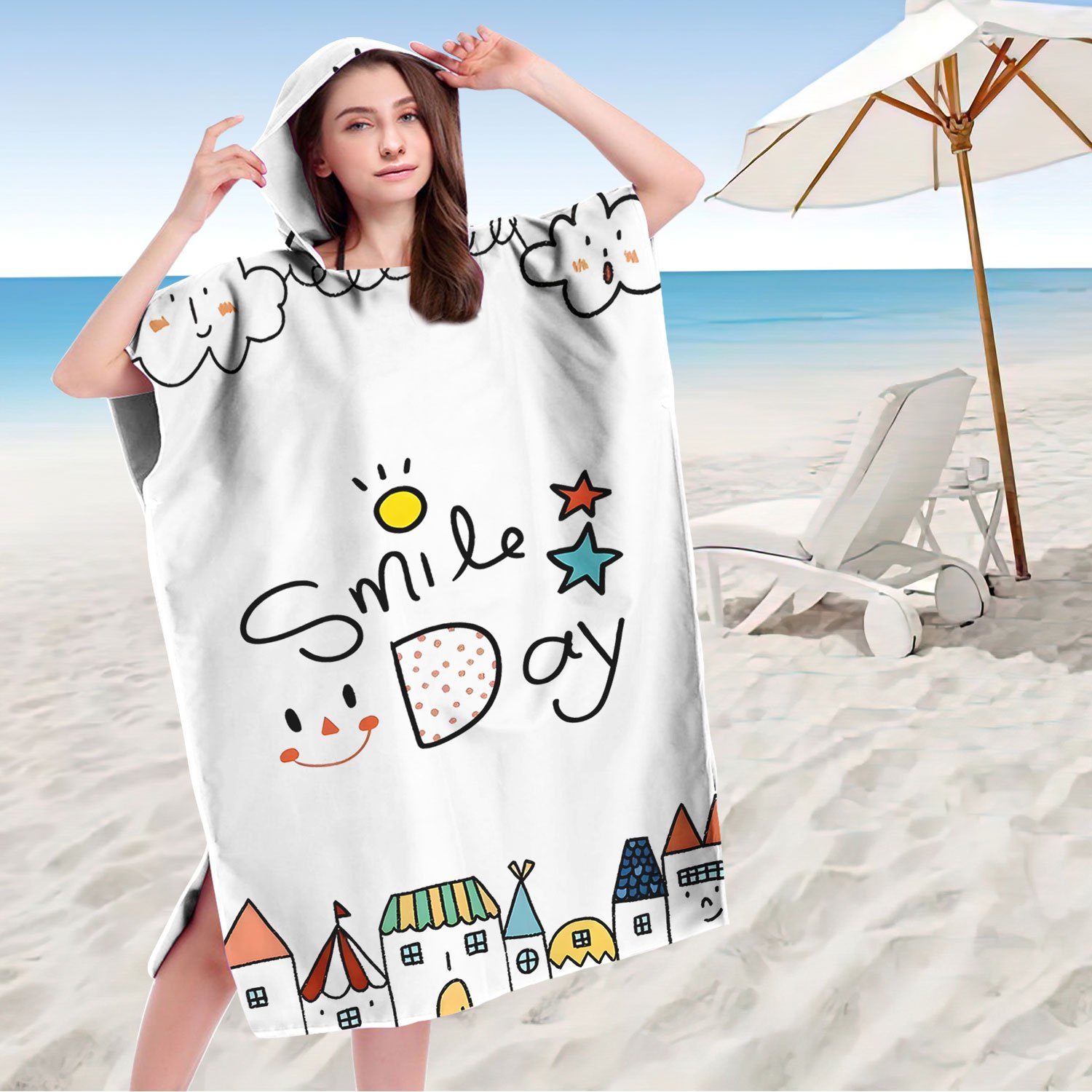 TEMU Cache-maillot de plage en microfibre super – Poncho de serviette unisexe à séchage rapide pour la natation et les activités de , léger et très