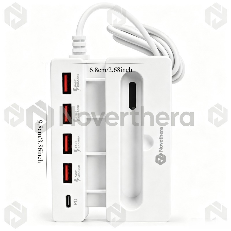65W 5-Port USB Charging Hub with Type-C and USB-A Ports
