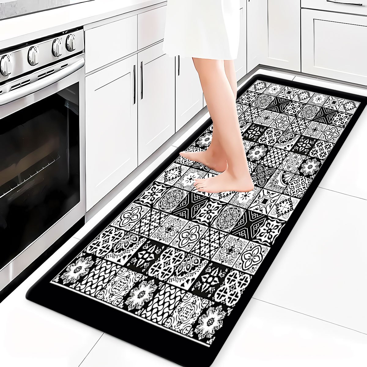 TEMU 1pc Mandala Pattern Rug Suitable For Kitchen, Entryway, Laundry Room - Modern Mat With Mandala, Soft Suitable For Doorway, Living Room, Dining