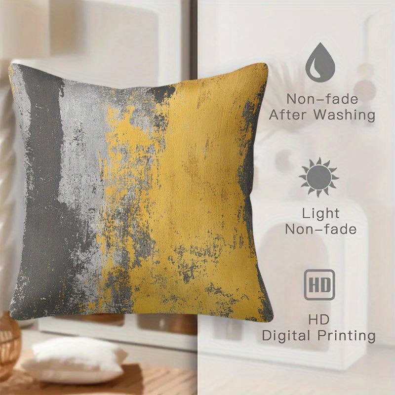 soft plush decorative pillow covers abstract yellow gray Temu Oman
