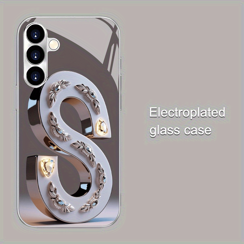 TEMU Phone Case - Minimalist Pattern Electroplated Glass Phone Case For Galaxy
