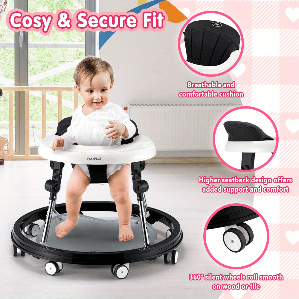 Playpals 3-IN-1 Baby Walker Adjustable Stroller Kids Ride On Toy Black, Stroller for Baby, Ride On Car, Stroller, Mobility, Compact Design, Lightweight Stroller, Durable Construction, Sturdy Frame, Push Walker, Toy For Old, Baby Toy - Image 6
