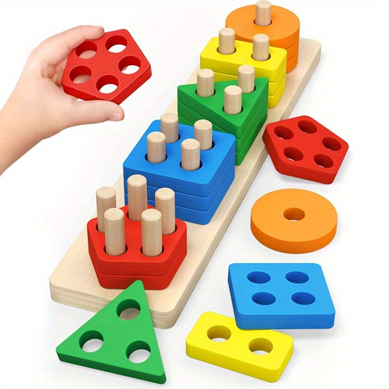 wooden stacking puzzle educational stem   and shape sorting   fine motor skills and hand eye coordination boys and girls educational wooden toy christmas and birthday gift
