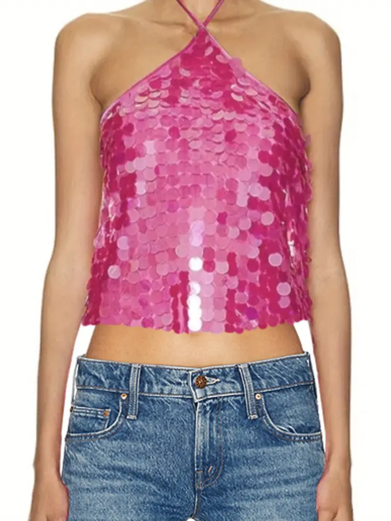 Cynefoa Vrouwen Pailletten Cami Tank Top Y2K Sparkly Glitter Cynefoa Vrouwen Pailletten Cami Tank Top Y2K Sparkly Glitter