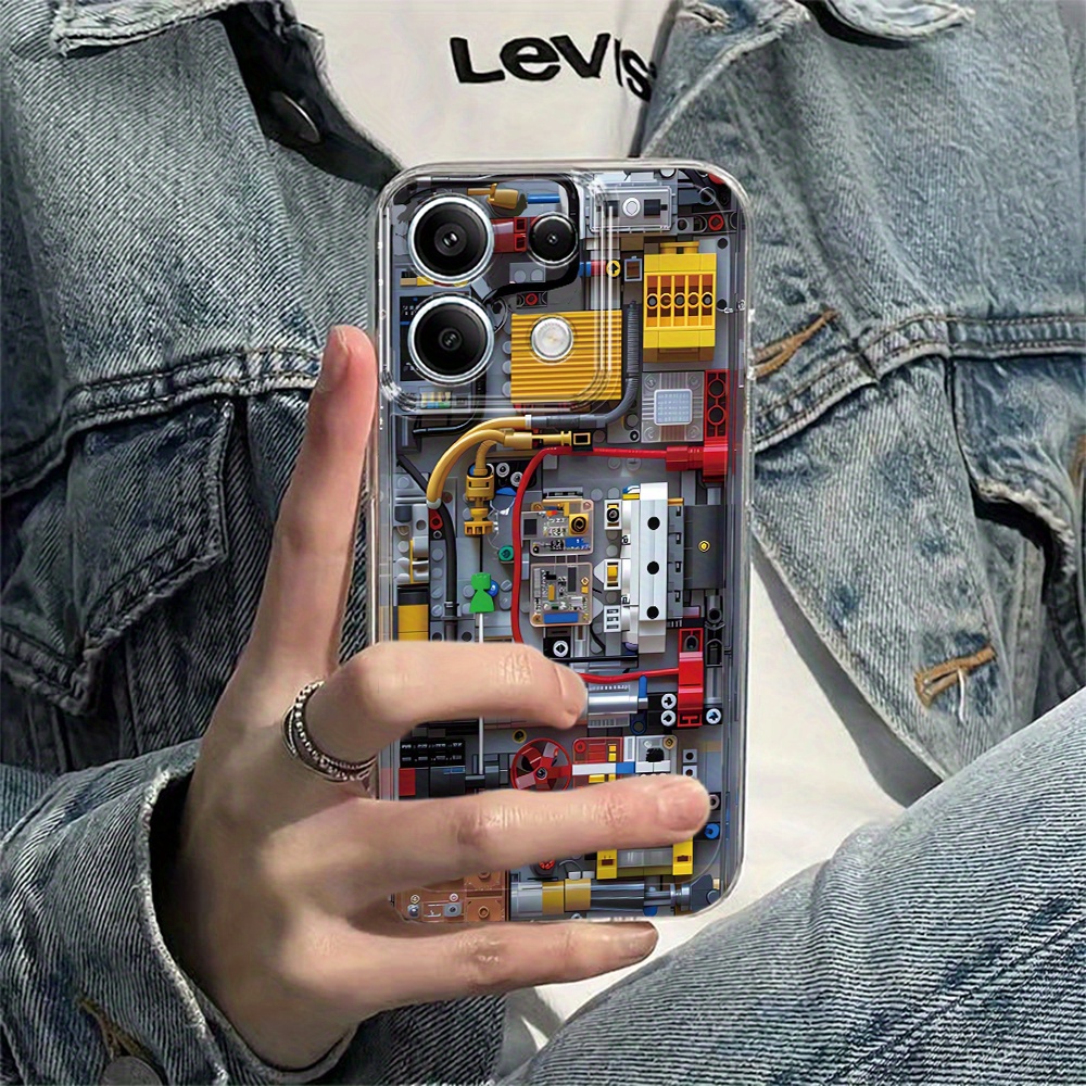 TEMU Funda Transparente y Suave con Diseño Interactivo de Panel de Control LEGO, Compatible con Varios Modelos Xiaomi y Redmi, Incluyendo las Series