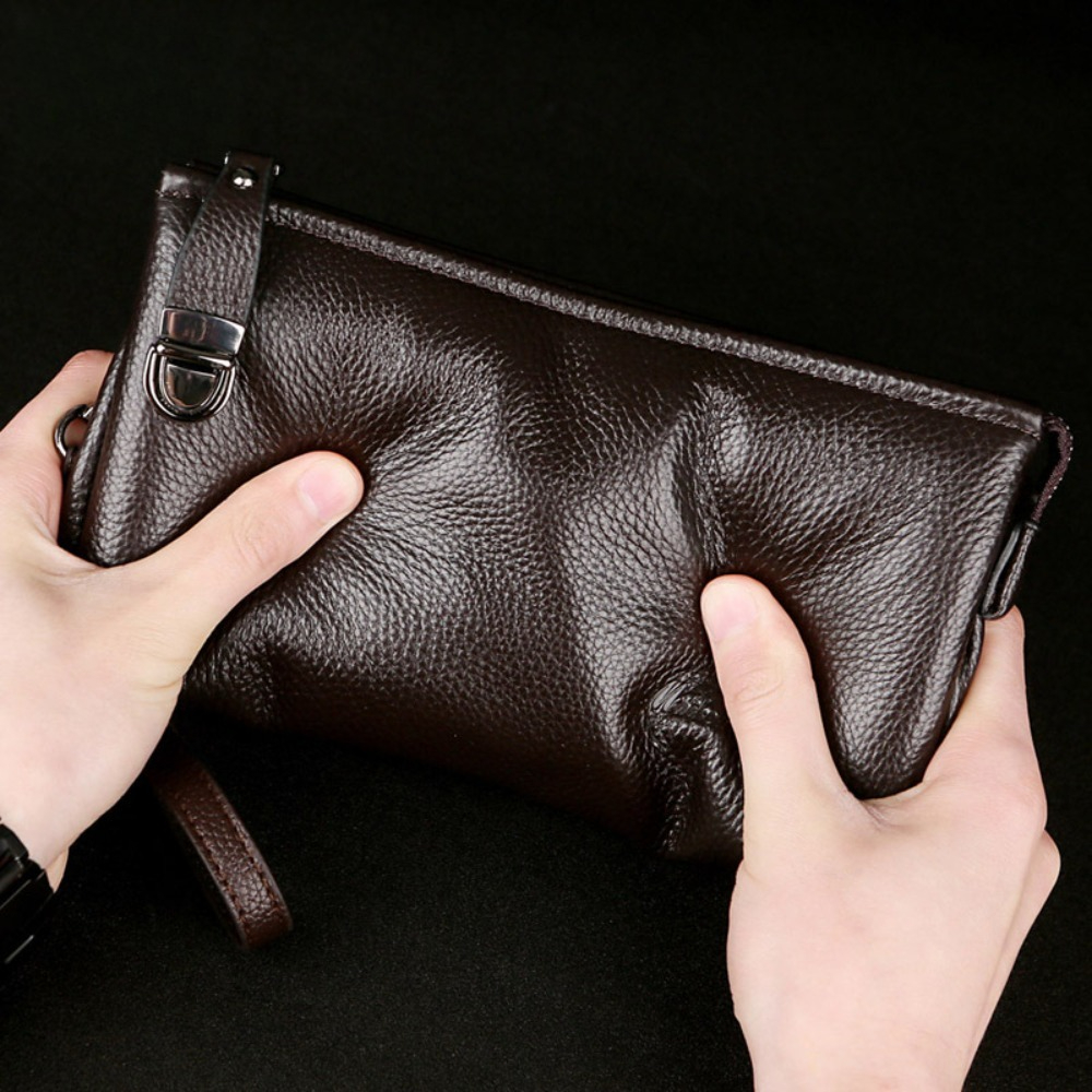 Image of Men's Genuine Leather Large Capacity Clutch Business-casual Large Capacity Handheld Bag Perfect For Daily Use Ideal Gift For Birthdays, Anniversaries, And Valentine's Day
