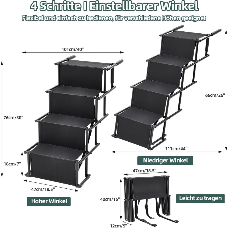 Sturdy Collapsible Canine Ramp With , Supports Up To 176lbs, Safe And Joint-friendly Ladder For Dogs Of All Sizes, Perfect For Suvs, Jeeps, Trucks, And