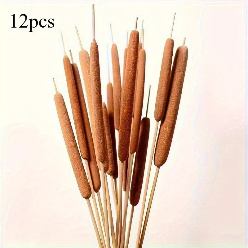 TEMU 12pcs Brown Faux Pampas Grass Stems - Realistic Acrylic Rustic Home Decor For Weddings, Thanksgiving, Halloween, Christmas, Graduation - Porch