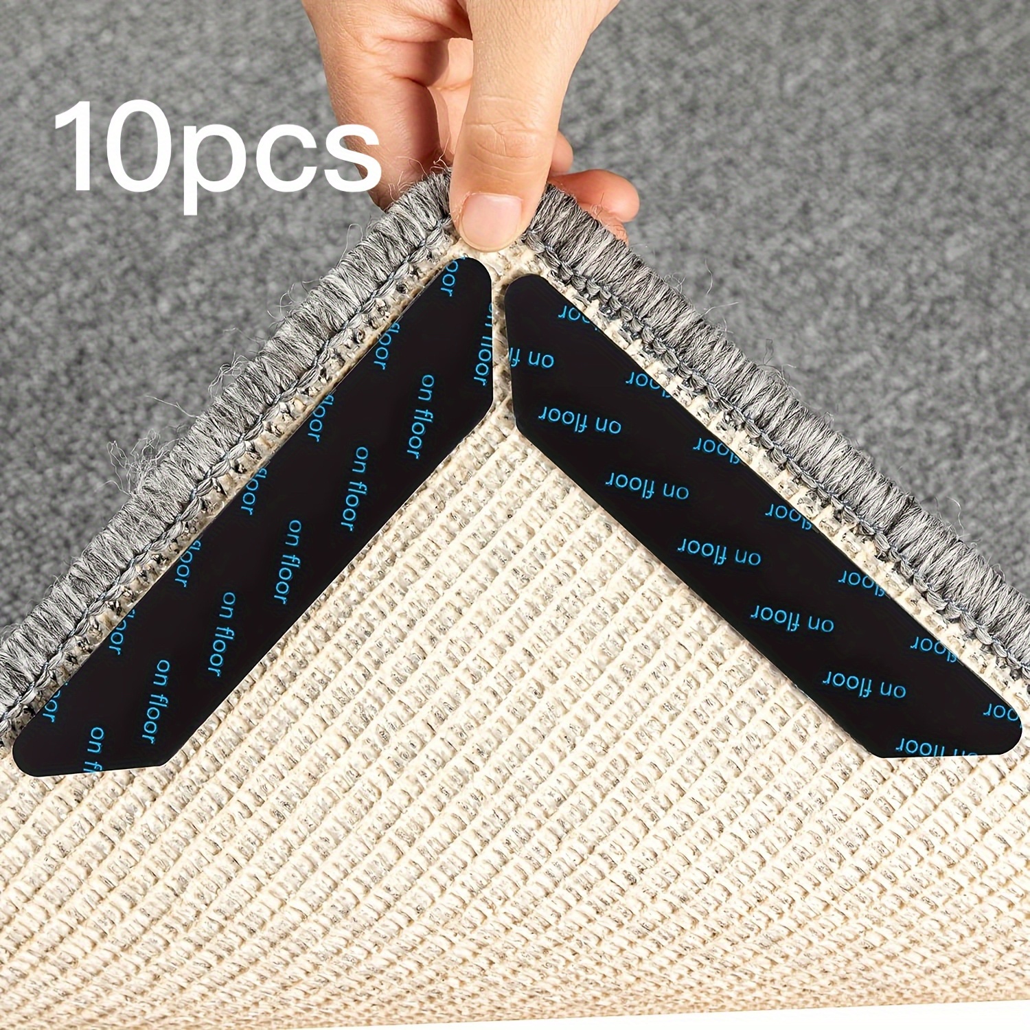 TEMU 10pcs Black Non-slip Rug Gripper Pads- Durable, Washable And Reusable Rubber Pads For Securing Carpet On Hardwood Floors