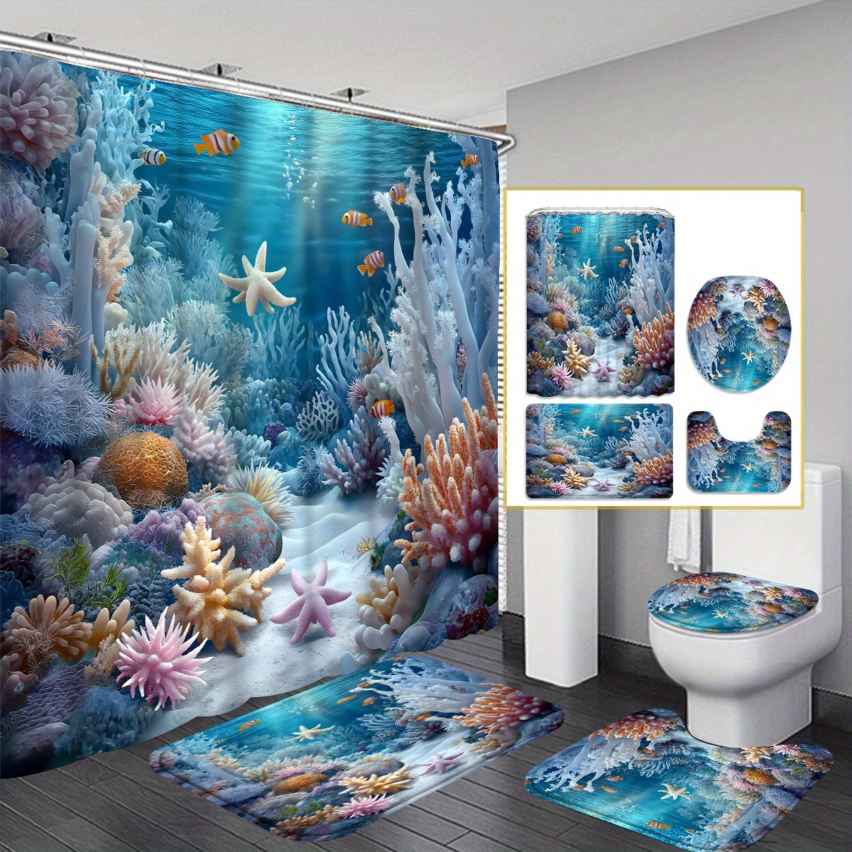 ocean themed bathroom decor sold on Temu United States, image size:1200x1200