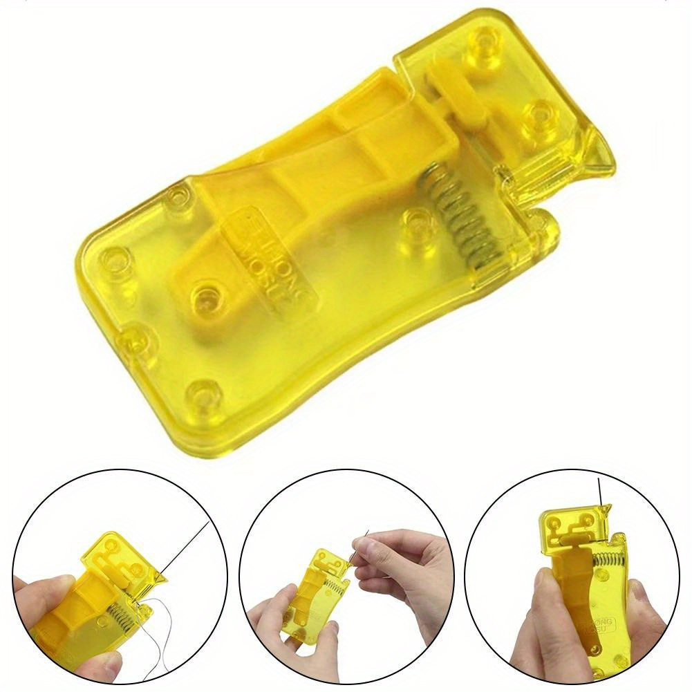 A Lemon Yellow Automatic Needle Threader, Sewing Needle Threader, Manual Sewing Machine Sewing Tool, Home Crafts And Sewing Supplies