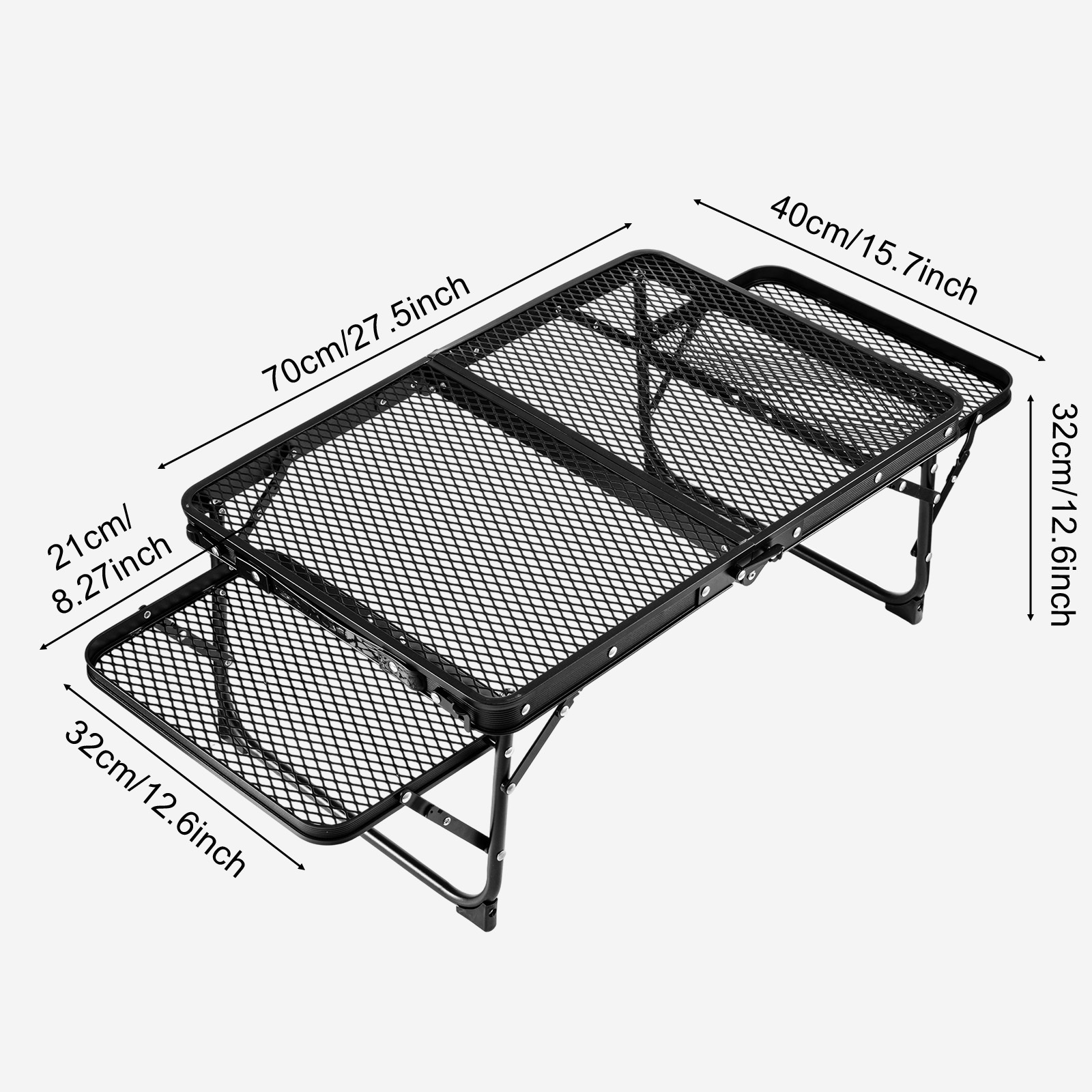 Portable Folding Camping Table | Lightweight Aluminum Alloy Mesh Table With Side Shelf, Quick-fold Design For Camping, Picnics, Bbq, Fishing & Garden Use