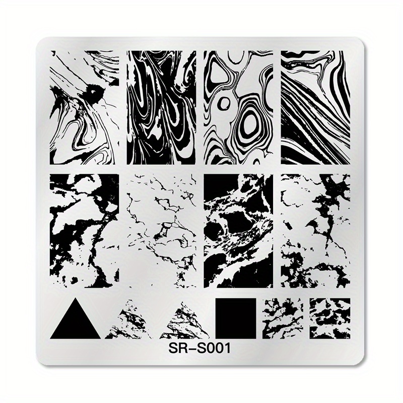 TEMU 1pc For Nail Stamping Plate Stencils Lines/geometry/flowers/points/hearts Template For Nail Art For Nail Tool - 10 Styles Optional