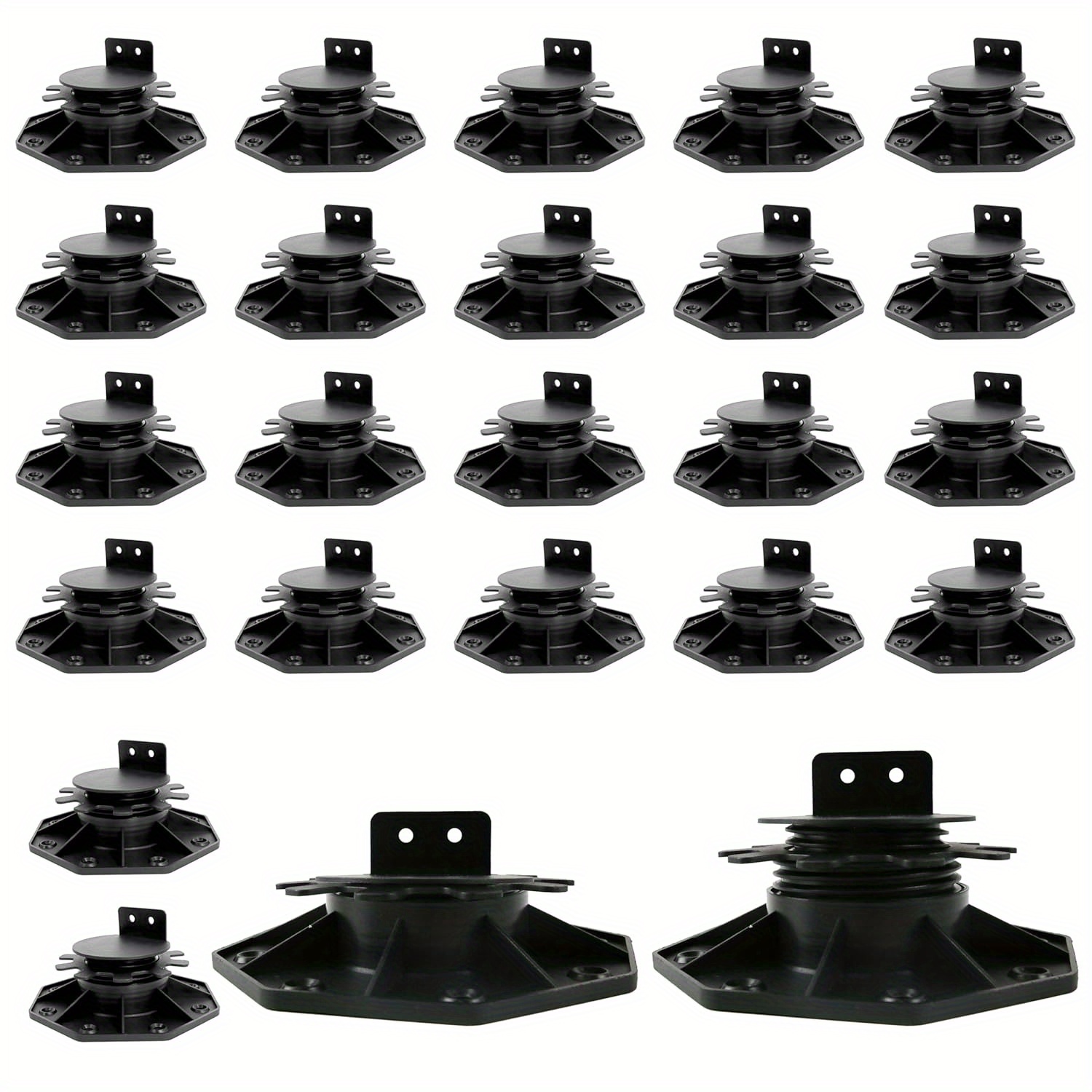 TEMU Pack Of 24 Adjustable Deck Support Pedestals, Plastic Adjustable Deck Foundation Bases, With Height Adjustment Range From 1-3/16" To 2-3/8", In