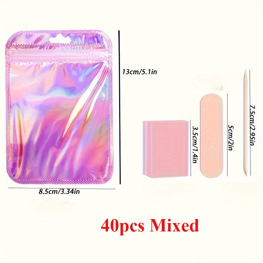 40/60pcs Nail Tool Kit with Mini Nail Files and Buffing Pads