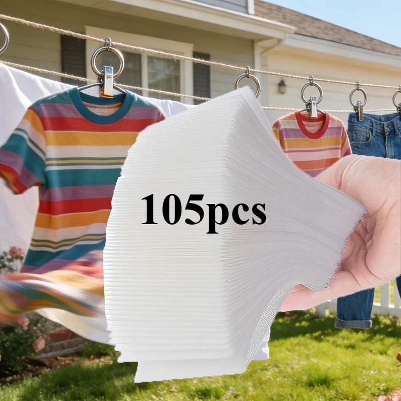 TEMU 105pcs Laundry Sheets, Prevent Dye Transfer, Mixed Washing, Bright Results, Suitable For Clothes, Bed Sheets, Duvet Covers, Socks, Color Of
