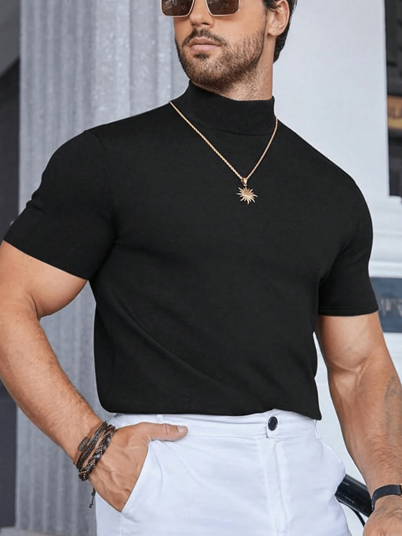 Mock Turtleneck Turtleneck And Gold Chain Women Turtleneck Long