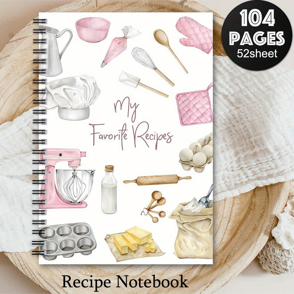 TEMU 1 Spiral Recipe Notebook | Fun Family Cookbook, Kitchen Record Book, Collectible Recipe Notepad, Recipe Journal, Planner, Unisex Personal Recipe
