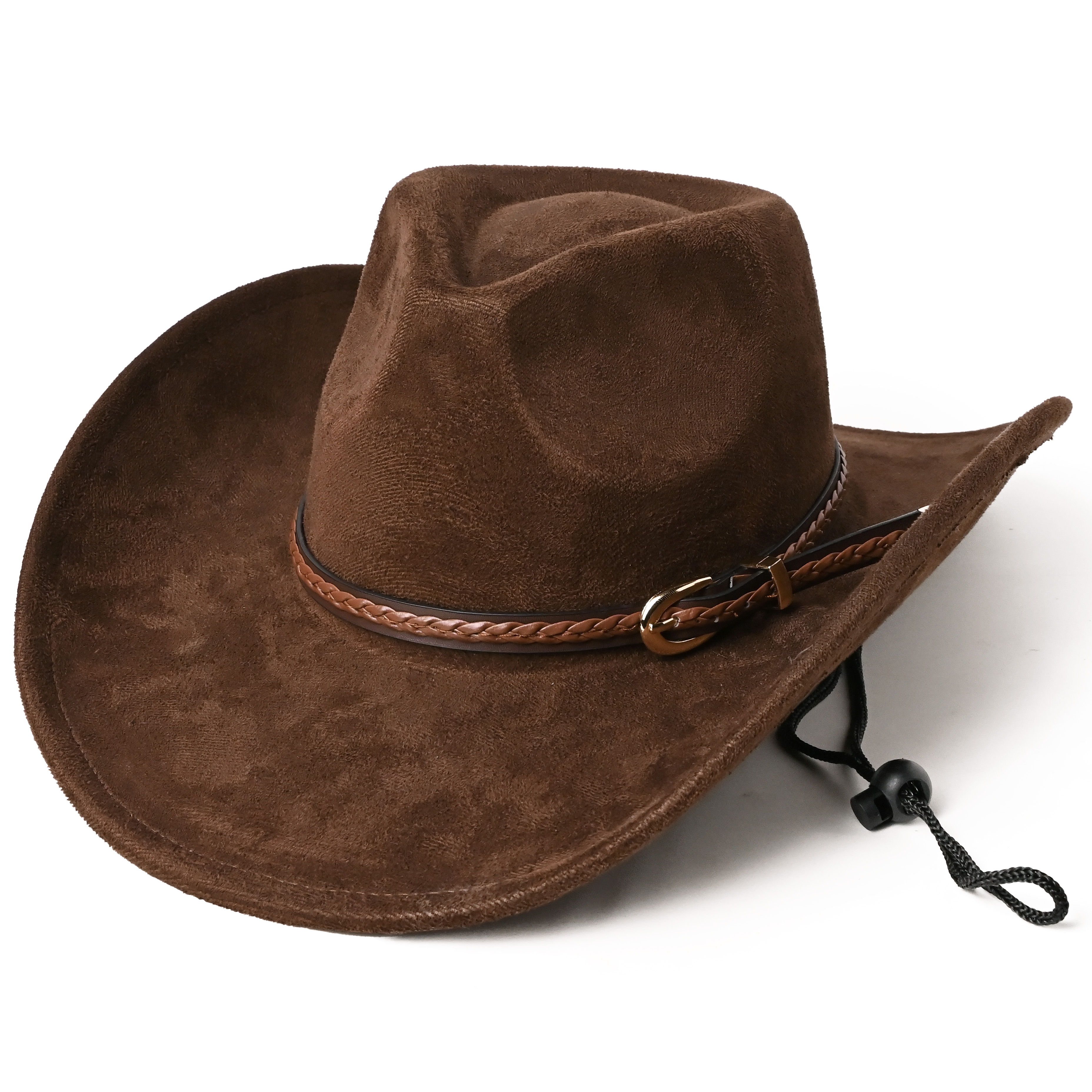 Image of Western Vintage Style Simple And Sophisticated Braided Twist Trim Solid Color Denim Hat, Suitable For Men And Women, Fashionable For , Fun Parties, And As A Dress Hat