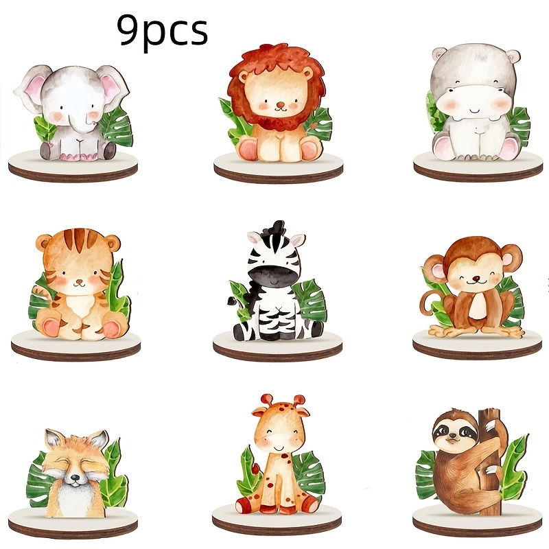 TEMU Ensemble de 9 pièces de décoration d' animale de , décorations de fête de en bois, décorations de table d', décorations de table d'animaux de ,