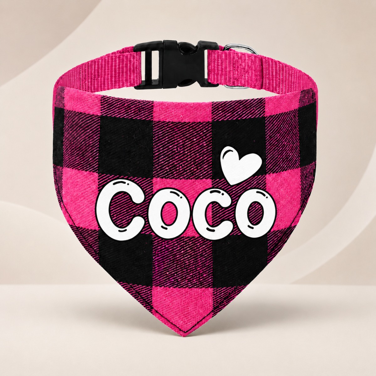 TEMU 1pc Personalized Custom Name/text Pet Bandana With Buckle & D-ring - Adjustable Washable Bib Collar Suitable For All Sizes Puppies Kittens,