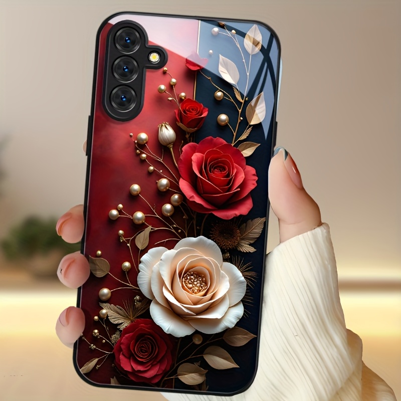 TEMU Phone Case - A Stylish And Trendy Phone Case Made Of Tempered Glass Featuring A Pattern, Compatible With For Galaxy And S Series Models. It