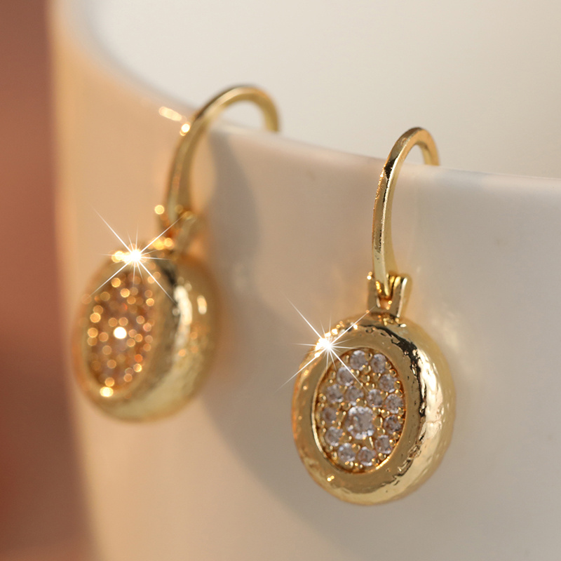 Vintage Luxury Hammered Oval Dangle Hook Earrings