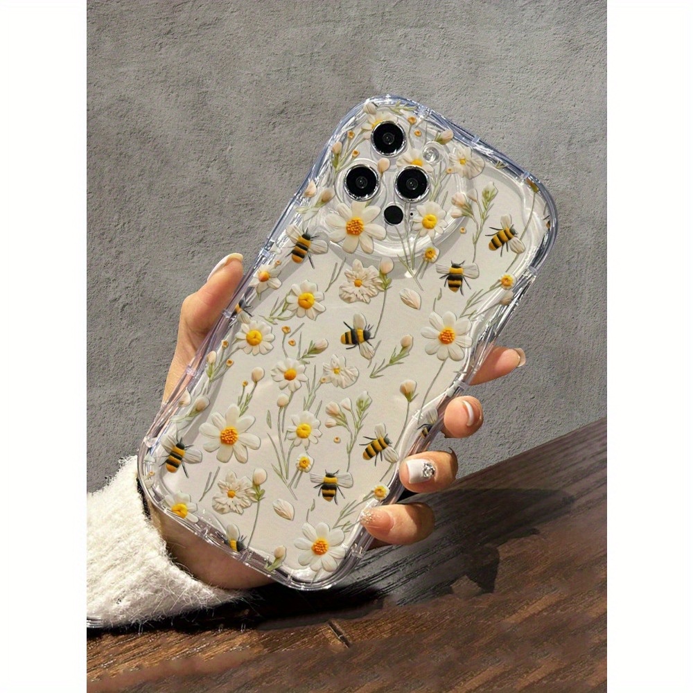 

1pc Pattern Creamy Texture Wavy Soft Mobile Phone Case, For 15 14 11pro Max Pro Plus