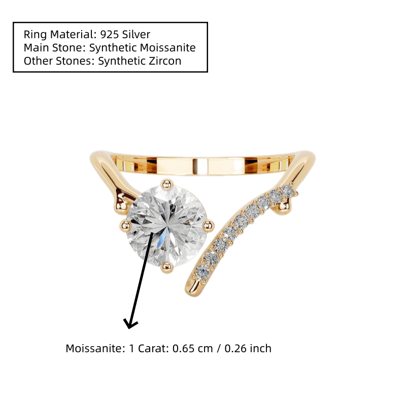 Unisex 1-Carat Round Moissanite Adjustable Open-end Wedding Ring
